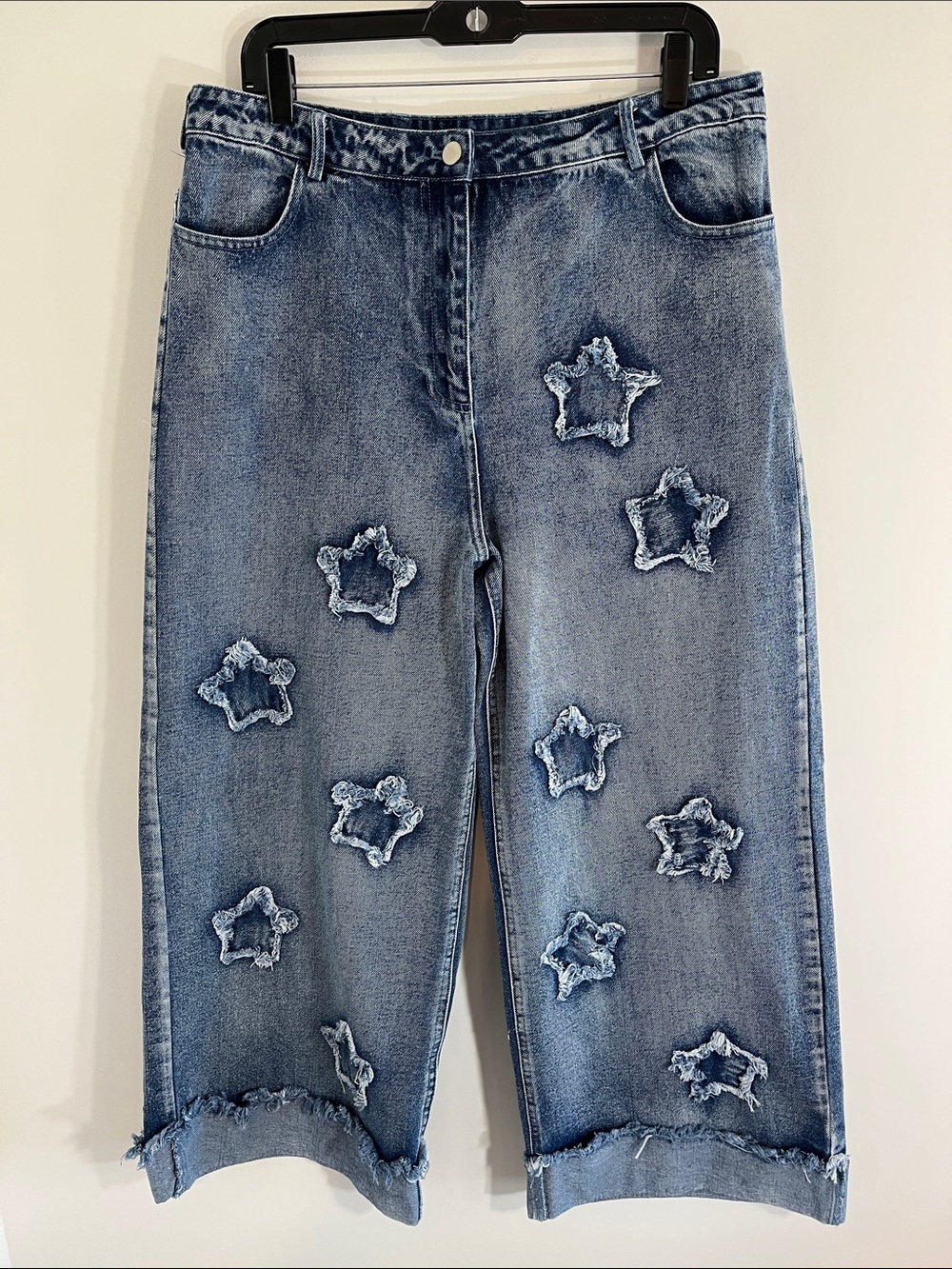 Bibi XL BiBi Distressed Star Flare Jeans - Blue